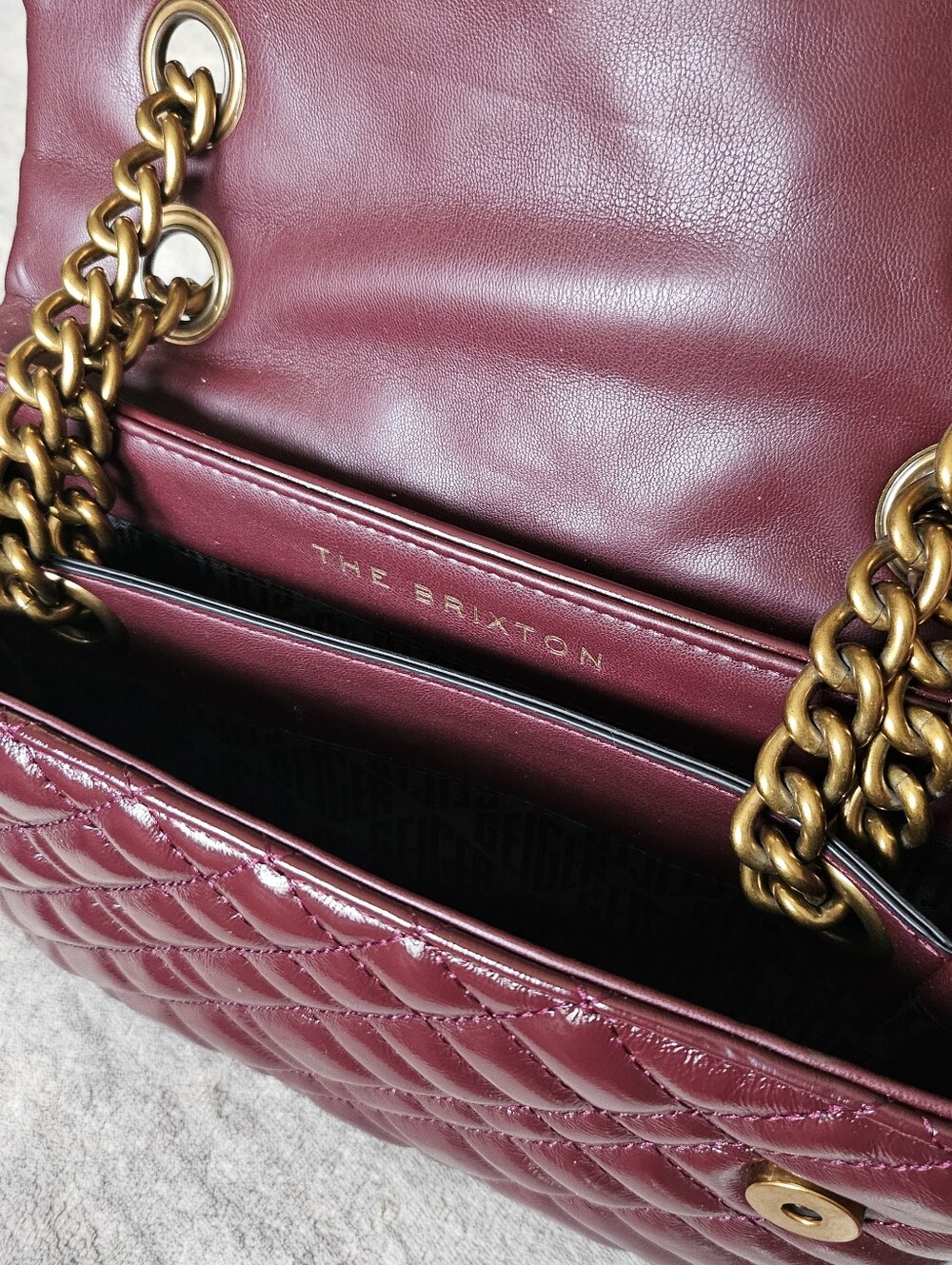 Kurt Geiger London Brixton Quilted Burgundy Leather Bag - Picture 5 of 12
